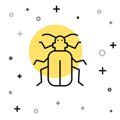 Black line Chafer beetle icon isolated on white background. Random dynamic shapes. Vector.