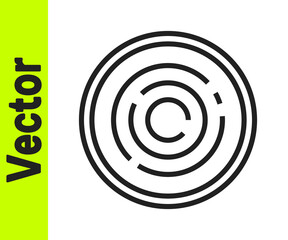 Black line Checker game chips icon isolated on white background. Vector.