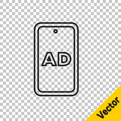 Black line Advertising icon isolated on transparent background. Concept of marketing and promotion process. Responsive ads. Social media advertising. Vector.