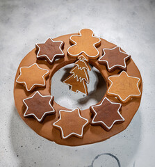 Collection of various gingerbread christmas cookies