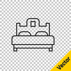 Black line Bedroom icon isolated on transparent background. Wedding, love, marriage symbol. Bedroom creative icon from honeymoon collection. Vector.