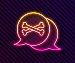 Glowing neon line Location pirate icon isolated on black background. Vector.