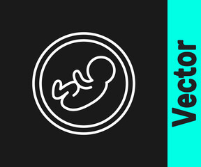 White line Baby icon isolated on black background. Vector.