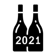Soft Drink Pair of Bottles Concept Vector Icon Design, Happy New Year 2021 Symbol on white background, HNY Wishes Sign,
