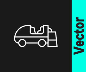 White line Ice resurfacer icon isolated on black background. Ice resurfacing machine on rink. Cleaner for ice rink and stadium. Vector.