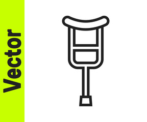 Black line Crutch or crutches icon isolated on white background. Equipment for rehabilitation of people with diseases of musculoskeletal system. Vector.
