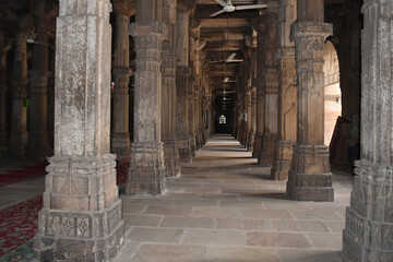 Inner view of Mosque, Jhulta Minar in Ahmedabad, Gujarat, India