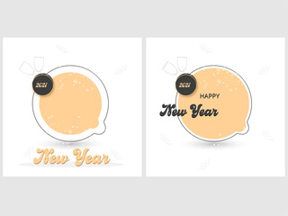 2021 Happy New Year Text On White Background In Two Options.