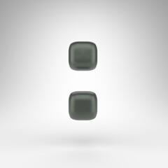 Colon symbol on white background. Anodized green 3D sign with matte texture.