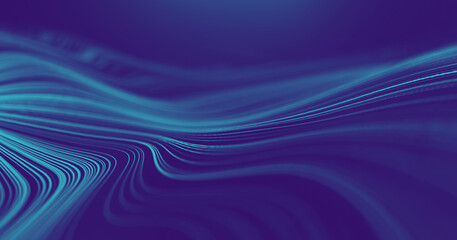 Fototapeta premium Abstract technology background. Wave effect blue futuristic background. Sound wave big data.