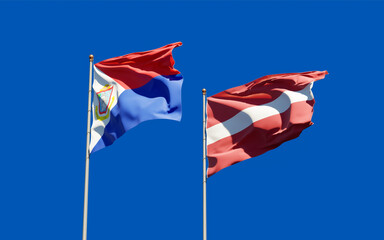 Flags of Sint Maarten and Latvia.