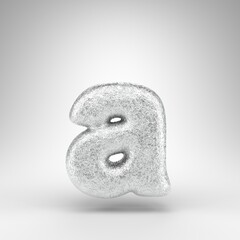 Letter A lowercase on white background. Creased aluminium foil 3D letter with gloss metal texture.