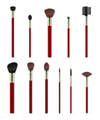 Makeup brushes set, application of make up and face painting