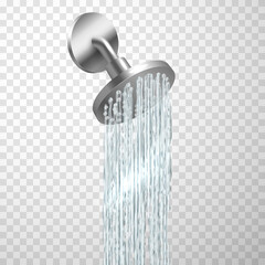 Shower head, spray of water in a bathroom shower