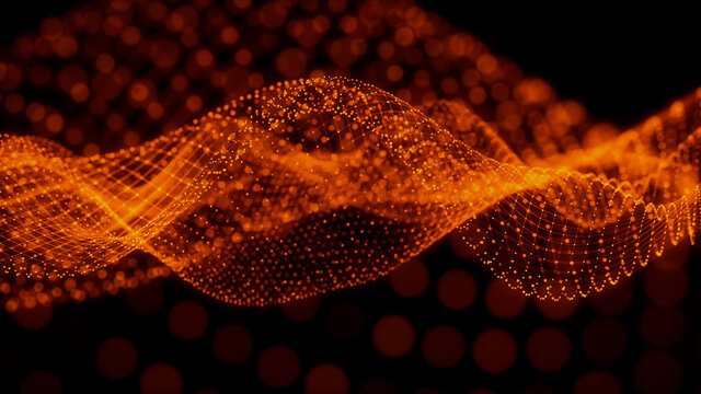 Big Data Vizualisation concept. Information represented as a High Tech Futuristic Particle Network. Abstract background. 3D render