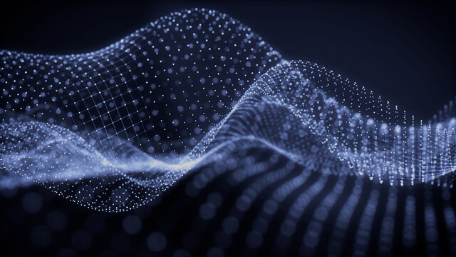 Medical Innovation concept. Scientific information represented as a High Tech Futuristic Particle Network. Abstract background. 3D render