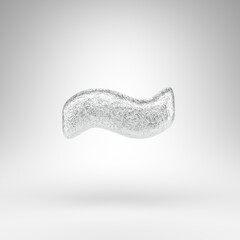 Tilda symbol on white background. Creased aluminium foil 3D sign with gloss metal texture.
