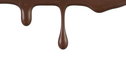 Pouring dark hot chocolate isolated on white background.