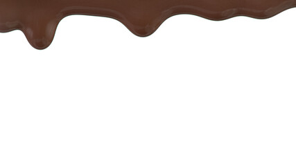 Pouring dark hot chocolate isolated on white background.