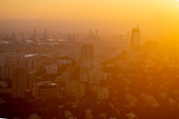 sunrise over the city of haifa, israel