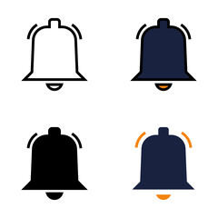 Ring Bell Icon Set with Outline, Filled Outline, Flat and Glyph