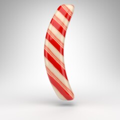Left round bracket symbol on white background. Candy cane 3D sign with red and white lines.