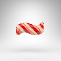 Tilda symbol on white background. Candy cane 3D sign with red and white lines.
