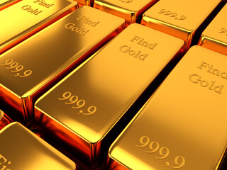Gold bank bullions. Business and finance concept