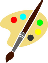 Vector illustration of the color palette and paint brush