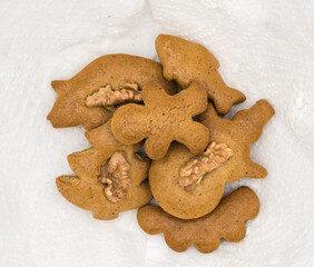 traditional christmas honey cookies with walnut in slovakia