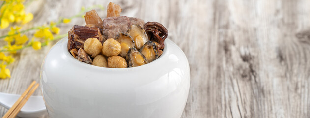 Close up of traditional Chinese food named Fo Tiao Qiang.