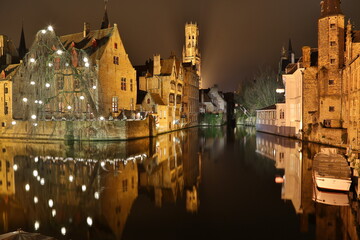 Fototapeta na wymiar Belgium Bruges City channel landscape
