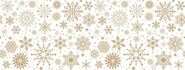 Nahtlos Weihnachten vektor mit goldenen Schneeflocken und Sterne. Weisser Hintergrund.
