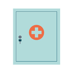 Wall medicine chest. Medical metal cabinet with close door. Isolated vector illustration in flat style on white background