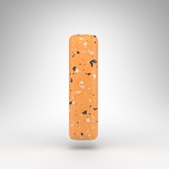 Letter L lowercase on white background. 3D letter with orange terrazzo pattern texture.