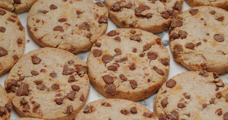 Chocolate chip cookies on plate