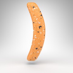 Right round bracket symbol on white background. 3D sign with orange terrazzo pattern texture.