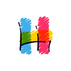 H letter logo hand drawn with a colored pencils.