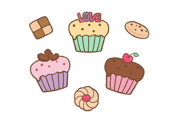 かわいいスイーツ カップケーキとクッキー