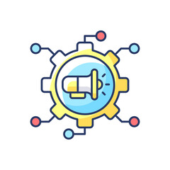 Viral marketing RGB color icon. Business strategy that uses existing social networks to promote company products or services. Isolated vector illustration