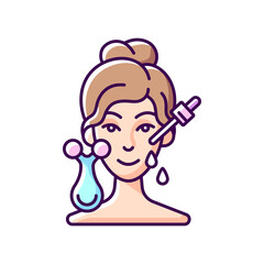 Micro current massager RGB color icon. Facial muscles stimulation. Lifting tool. Repairing damaged skin. Stimulating collagen and elastin production. Reducing wrinkles. Isolated vector illustration