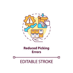 Reduced picking errors concept icon. Warehouse management software benefits. Track order accuracy. Business idea thin line illustration. Vector isolated outline RGB color drawing. Editable stroke