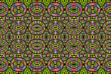 Colorful African fabric - Patchwork of patterns, illustration 