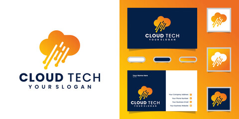 Cloud technologies logo. cloud logo. best cloud technologies logo. cloud line art logo. cloud chip logo and business card