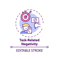 Task-related negativity concept icon. Procrastination reason idea thin line illustration. Negative emotions associated with task. Vector isolated outline RGB color drawing. Editable stroke