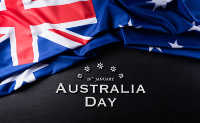 Australia day concept. Australian flag against a blackboard background. 26 January.