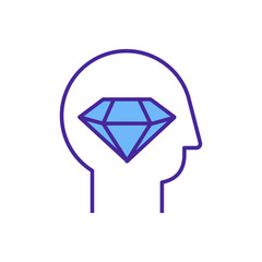 Diamond brain RGB color icon. Improve ones person brain cognitive abilities. Exercising your brain functions. Making your work easier and simplier for you. Isolated vector illustration