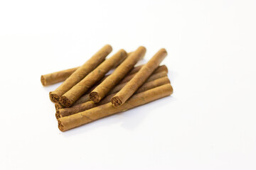 Natural cigarillo isolated on the white background