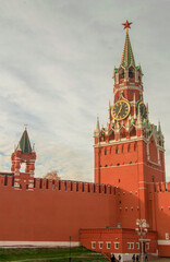 The Spasskaya Tower of the Kremlin in Moscow, Russia