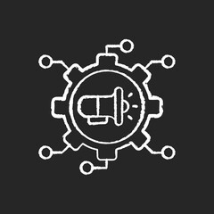 Viral marketing chalk white icon on black background. Business strategy that uses existing social networks to promote company products or services. Isolated vector chalkboard illustration